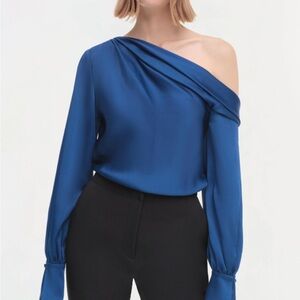 Jonathan Simkhai Elegant Blue Off-Shoulder Alice Women's Blouse (size small)